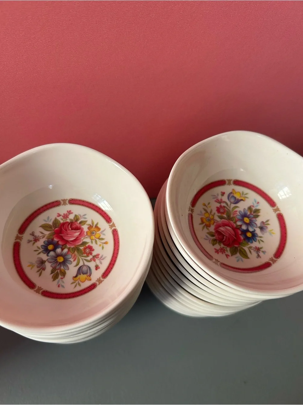 Porcelain Floral Ramekin - White with Multicolor Flower Design